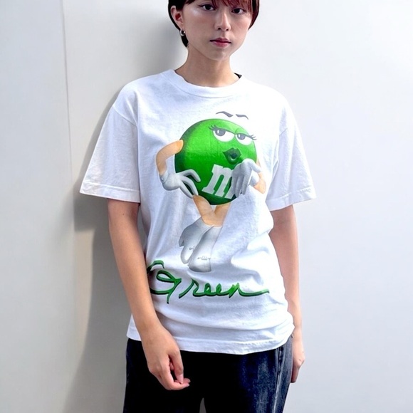 Authentic Old Character Kelly GREEN M&M’s White Short Sleeve Tee Size Large NEW - Picture 6 of 9
